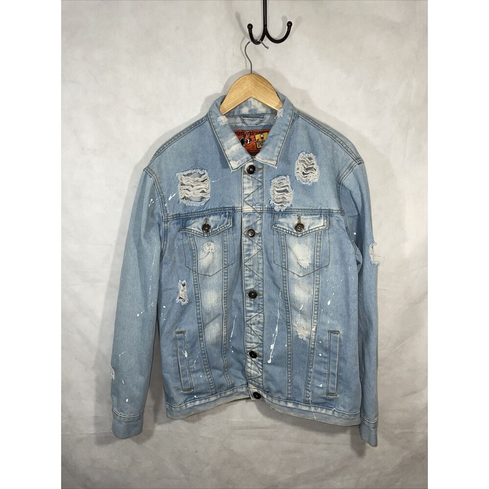 Rolling Paper Denim Jean Jacket Distressed Size L Men